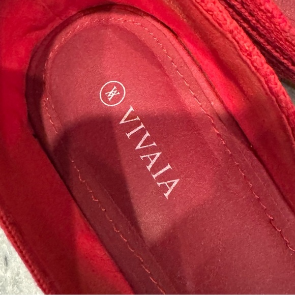 Vivaia Melia Pointed-Toe D'Orsay Flats Ballet Red Knit Slip On Shoes Size 40 - Picture 6 of 11